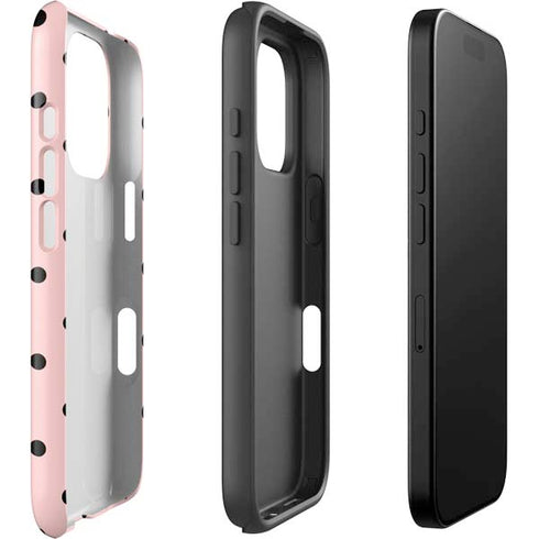 Pink and Black Polka Dots iPhone 16 Pro Impact Case